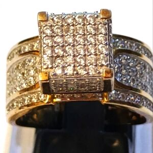 Sterling Silver 925 Stamp Gold Plated 14k Engagement Ring, Clear Cubic Zirconia